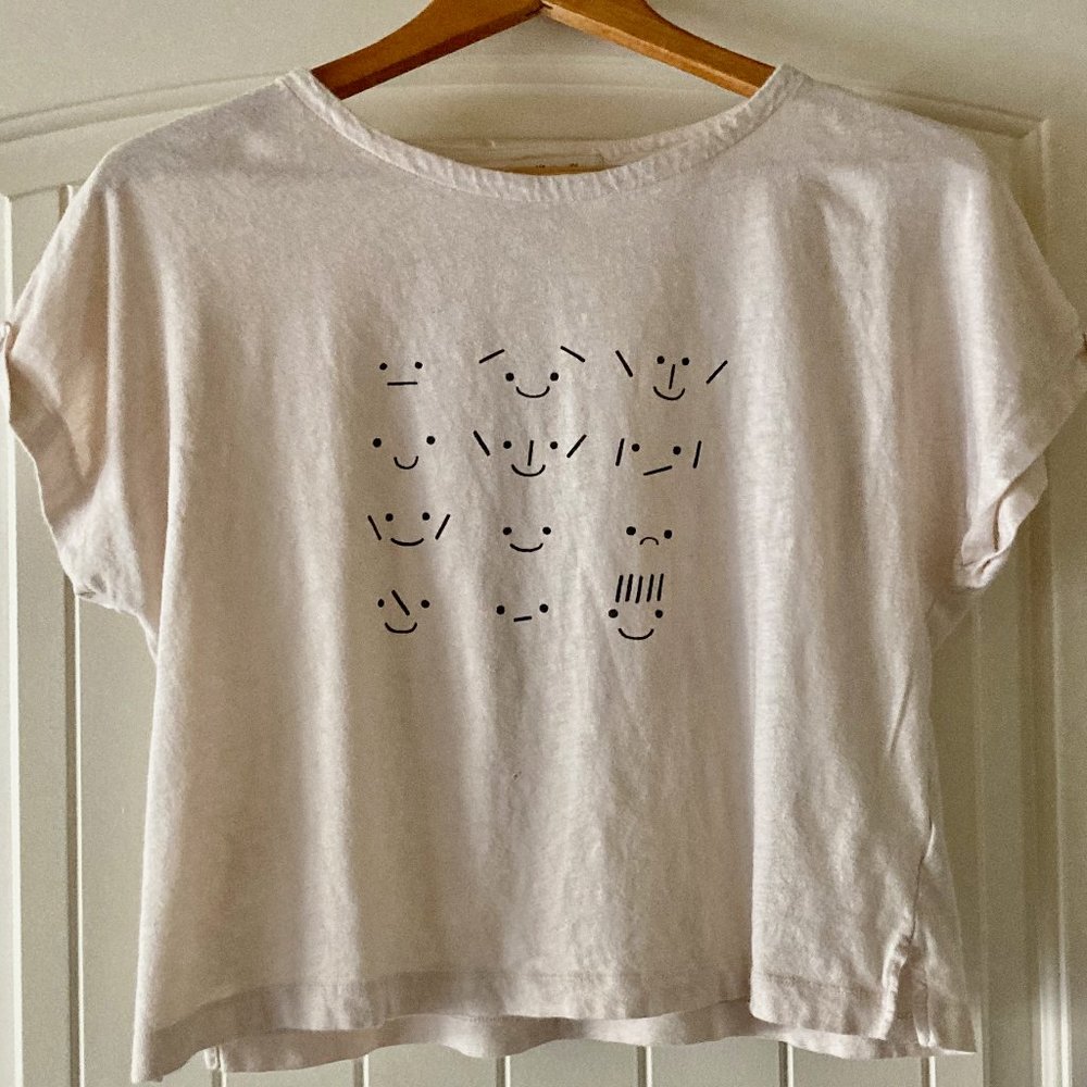 Madewell Cropped Tee | Faces Emoticons | M